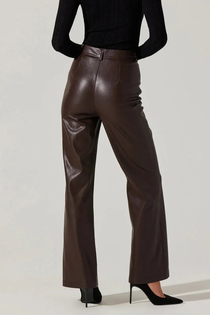 Pantalon marron à jambe droite avec couture centrale