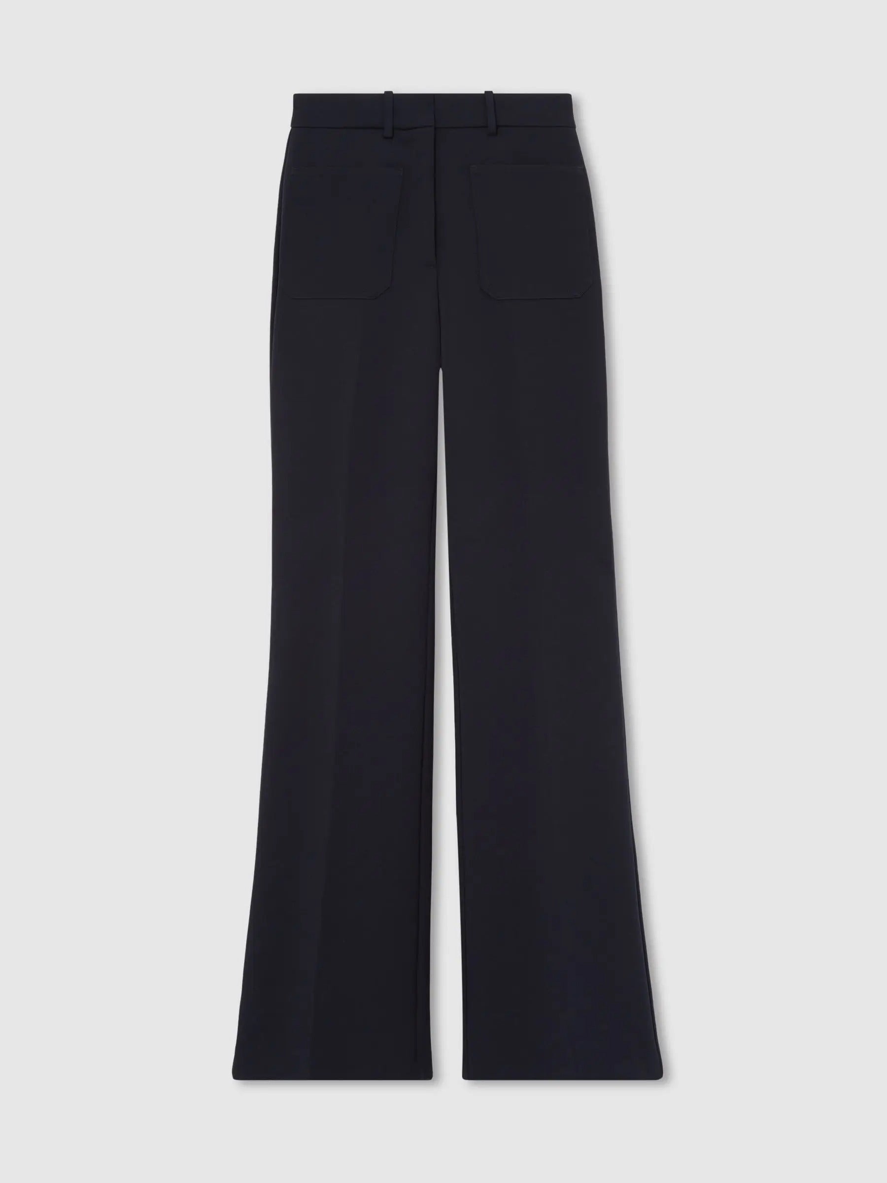 Pantalon noir à jambe large avec poches plaquées