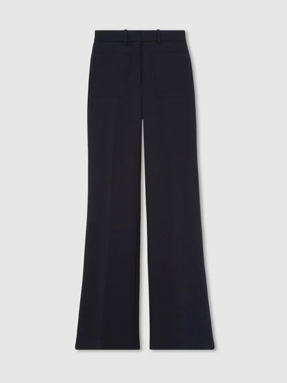 Pantalon noir à jambe large avec poches plaquées
